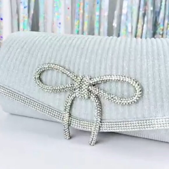 Neiman Marcus Sparkling Rhinestone Bow Shoulder Bag - Picture 6 of 8